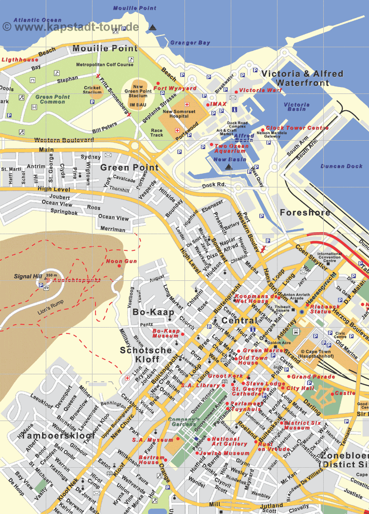 Die City Map von Kapstadt - Karte  www.kapstadt-tour.de