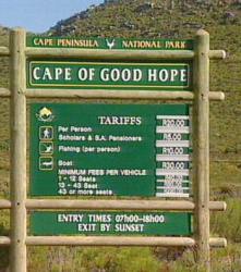Am Parkeingang des Cape of Good Hope Nature Reserve